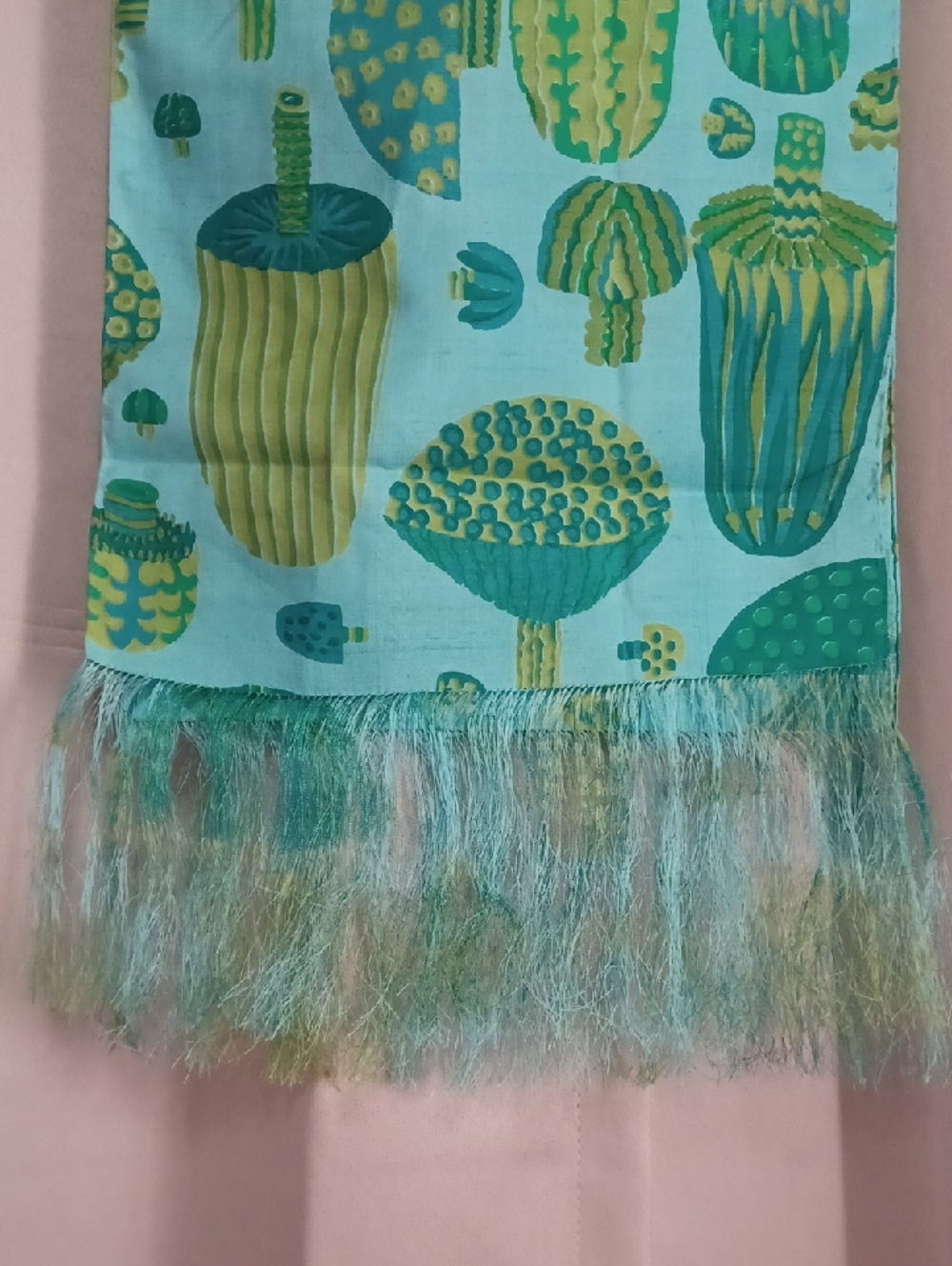 Vintage Thai Silk Scarf Star Of Siam Bangkok Handwoven Mod Botanical 72×12 - Picture 4 of 16